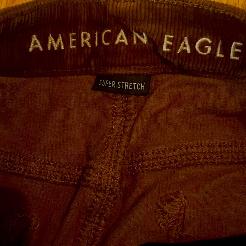 AE High Rise Super Stretch Brown Corduroy Jeggings, Size 6 Short - Picture 5 of 7
